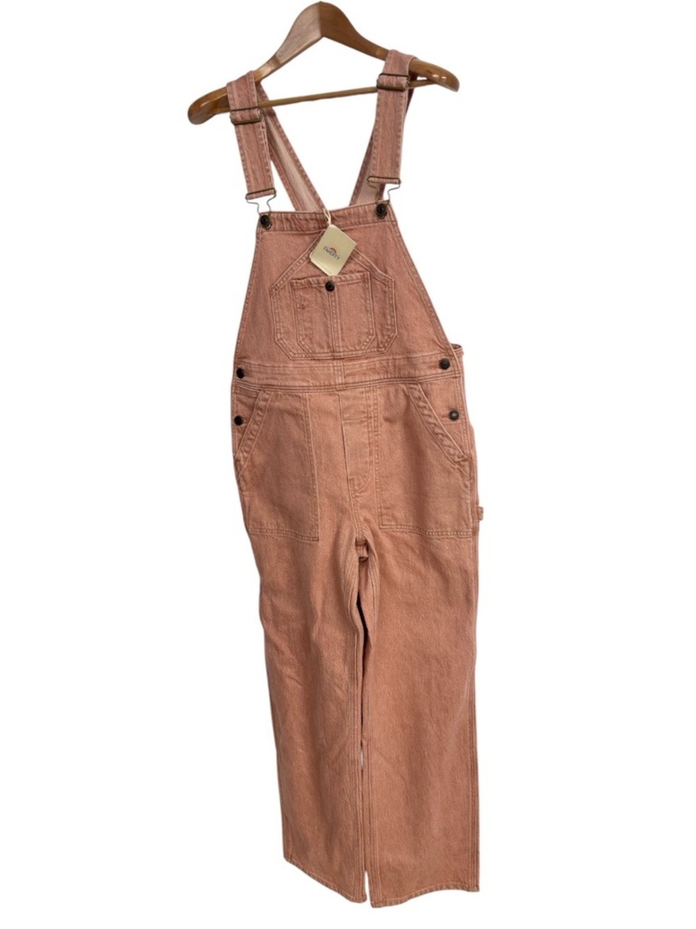 Faherty Rose Pink Cotton Carpenter Overalls Jumpsuit - Picture 2 of 7